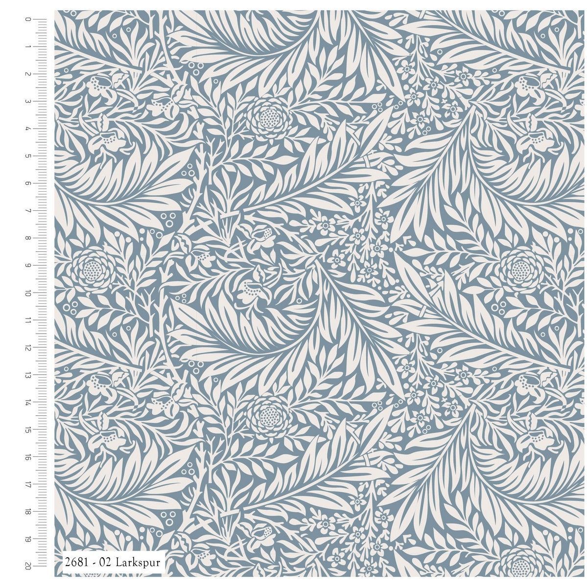 Cotton fabric William Morris Larkspur width 44", 11 yd Bulk, 100% CO
