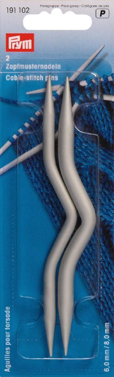 Zopfmusternadeln ALU 6 + 8 mm grau