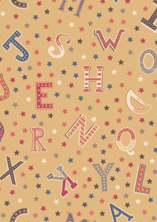 Lewis & Irene Vintage Circus Letters Antique Gold 112 cm breit, 100% Baumwolle Lewis & Irene Vintage Circus Letters Antique Gold 112 cm breit, 100% Baumwolle