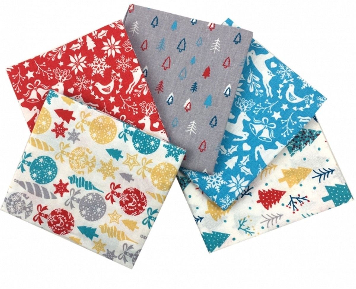 Craft Cotton Stoffpaket Cosy Christmas, 100% CO enthält 5 Stücke á  ca. 45 x 55 cm (18 x 22 inch)***