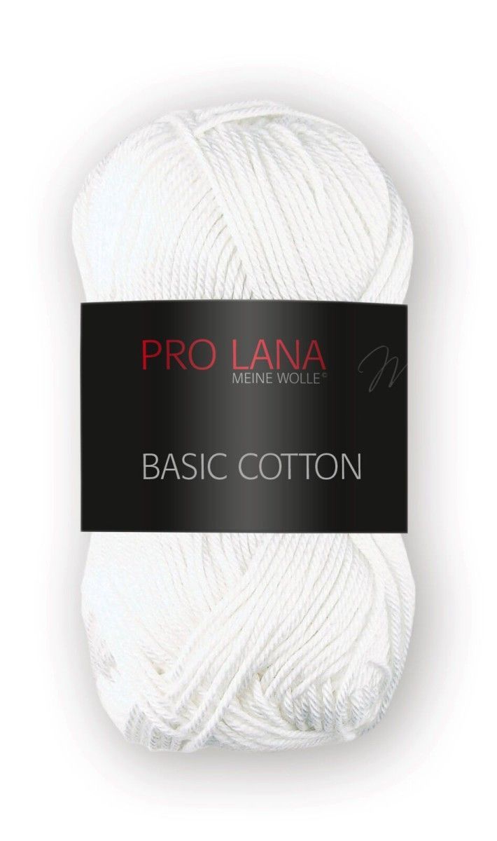 PRO LANA Basic Cotton, 100% Cotton 125m / 50g, needle strength 3 - 3,5mm Col. 1 PRO LANA Basic Cotton, 100% Cotton 125m / 50g, needle strength 3 - 3,5mm Col. 1