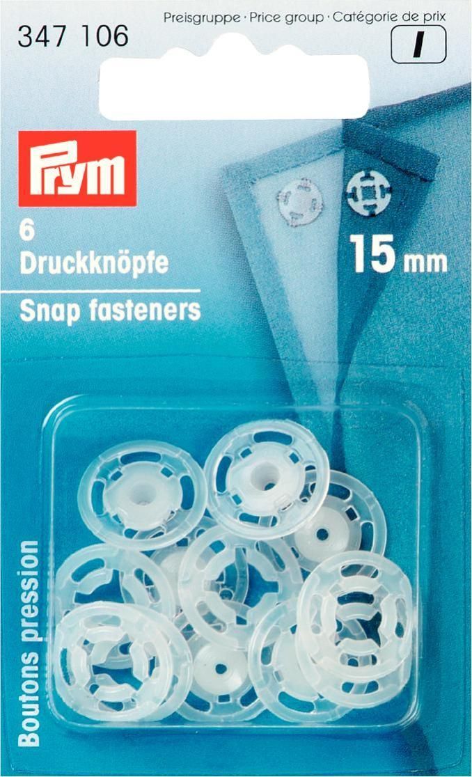 Annäh-Druckknöpfe transp.15mm 6 Stück  VE5