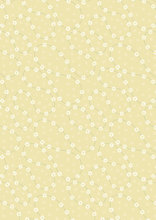 Lewis & Irene Picnic In The Park Daisy Chain On Yellow 10 m Ballen, 112 cm breit, 100% Baumwolle