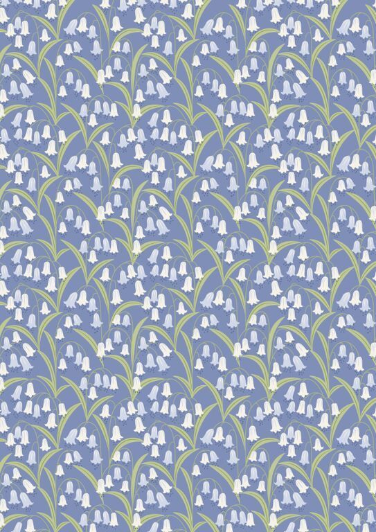 Lewis & Irene Bluebell Wood Bluebells On Grey 10 m Ballen, 112 cm breit, 100% Baumwolle