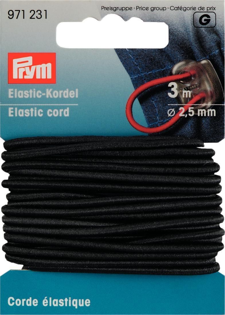 Prym Consumer Europe GmbH-Elastic-Kordel 2,5 mm schwarz, 3 m_365-971231_