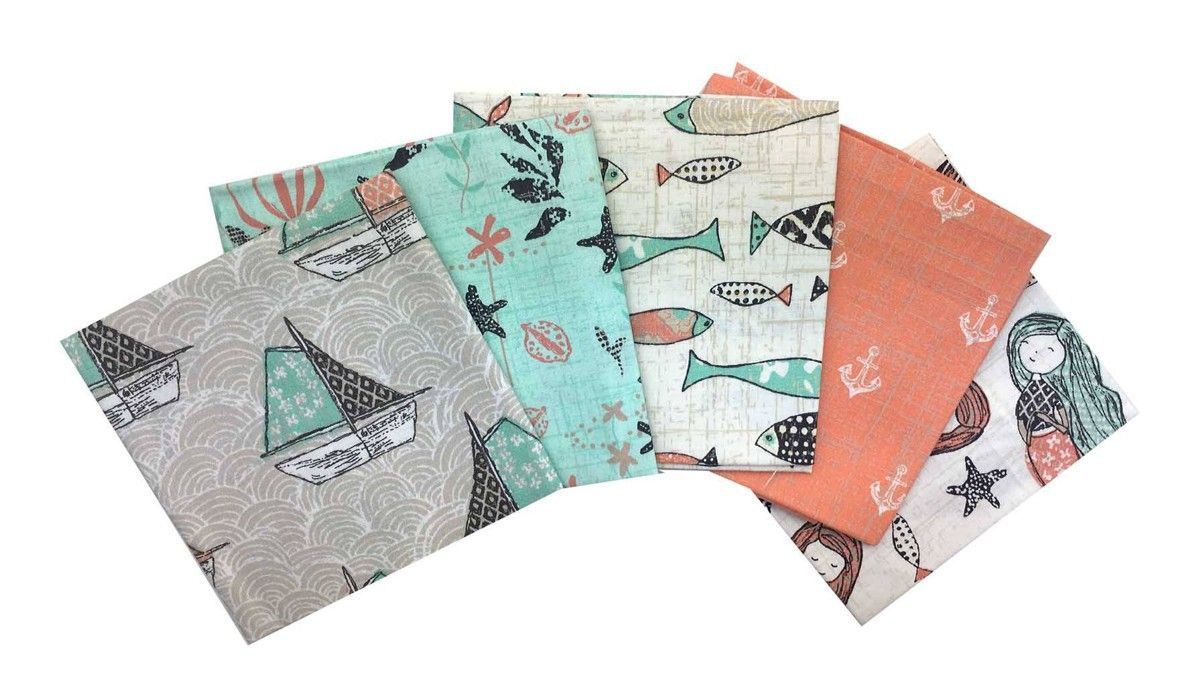 Fat Quarter Stoffpaket Give ME THE SEA 100% CO 5 Stücke á  45 x 55 cm (18 x 22 inch)