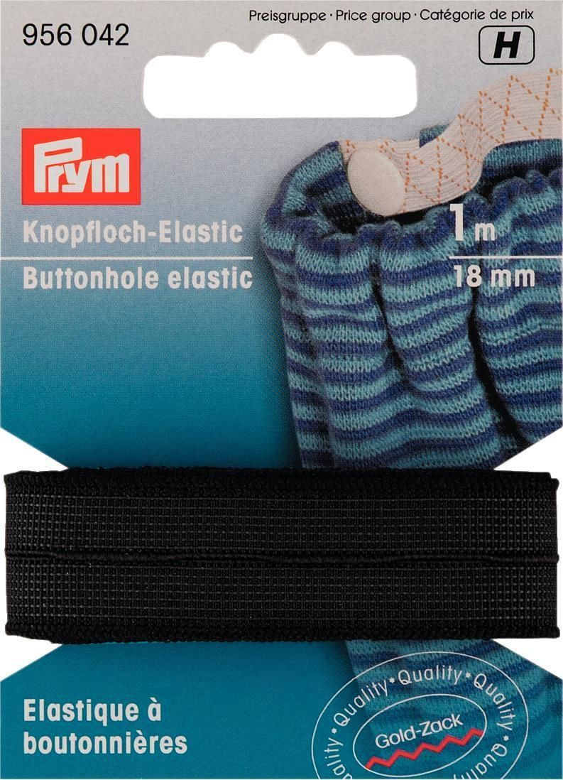 Knopfloch-Elastic glattes Band 18 mm schwarz