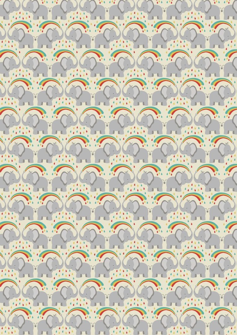 Lewis & Irene Ltd.-Lewis & Irene Safari Park Rainbow Splash Elephant on Cream_36-A053-1_