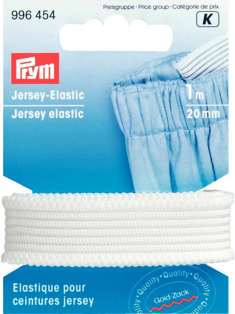 Prym Consumer Europe GmbH-Jersey-Elastic 20 mm weiß, 1m_365-996454_