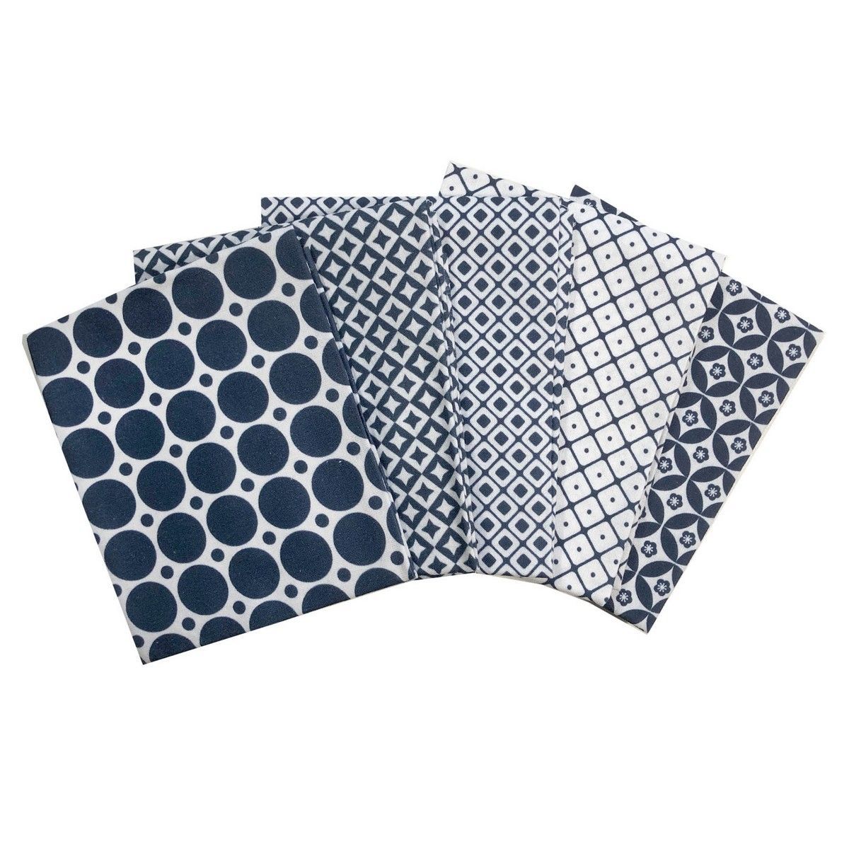 Fat Quarter Stoffpaket Medley Navy and White, 100% CO 5 Stücke á  45 x 53 cm (18 x 21 inch)***