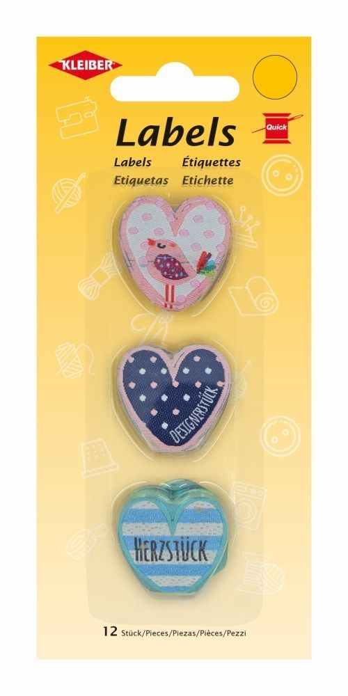 Kleiber Stoff-Labels in Herzform 12 Stück, 100 % Polyester Kleiber Stoff-Labels in Herzform 12 Stück, 100 % Polyester