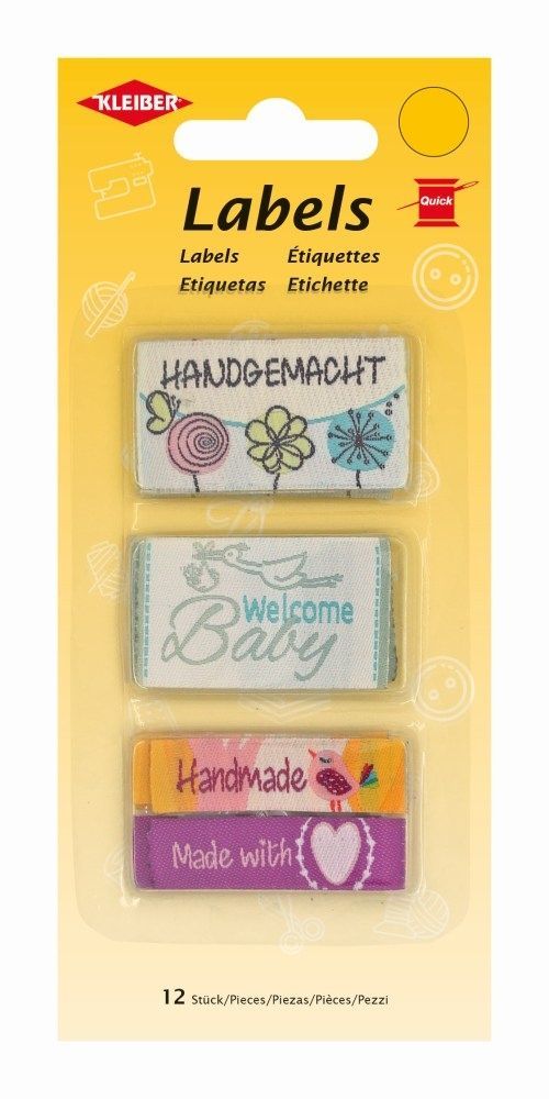 Kleiber Stoff-Labels Mix 12 Stück, 100 % Polyester Kleiber Stoff-Labels Mix 12 Stück, 100 % Polyester