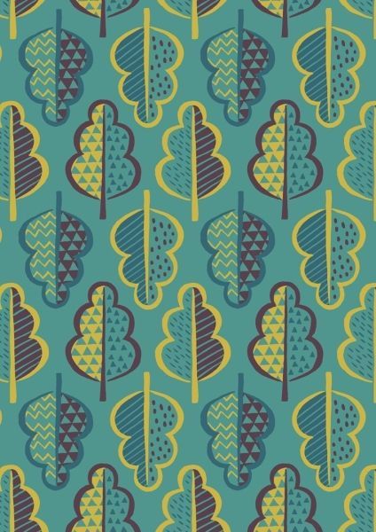 Lewis & Irene Ltd.-Lewis & Irene New Forest Green Retro Leaves_36-A039-3_