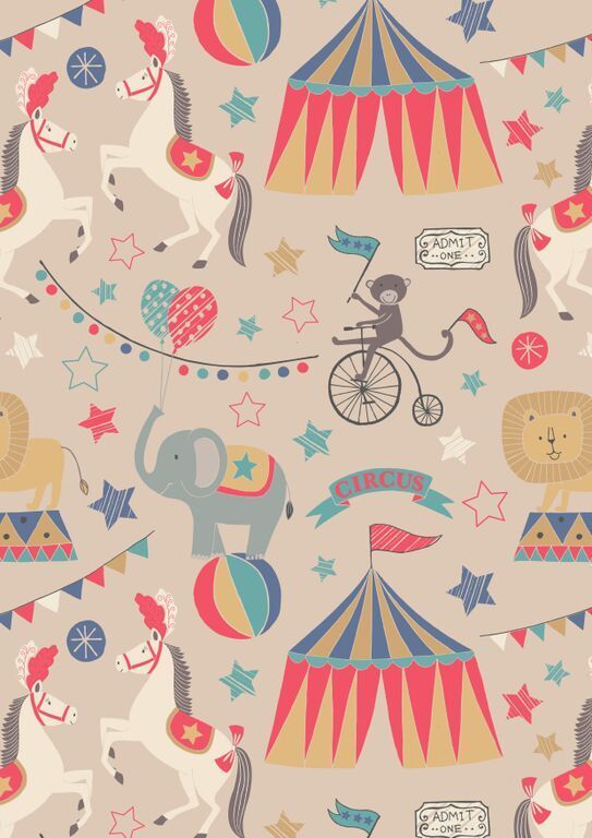 Lewis & Irene Vintage Circus The Big Top Natural 112 cm wide, 100% Cotton