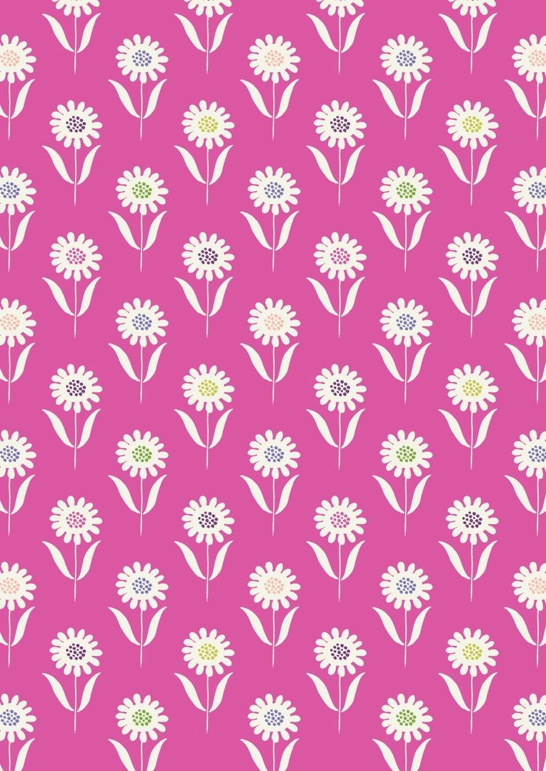 Lewis & Irene Our Friends in the Garden Daisies on Hot Pink 10 m Ballen, 112 cm breit, 100 % Baumwolle