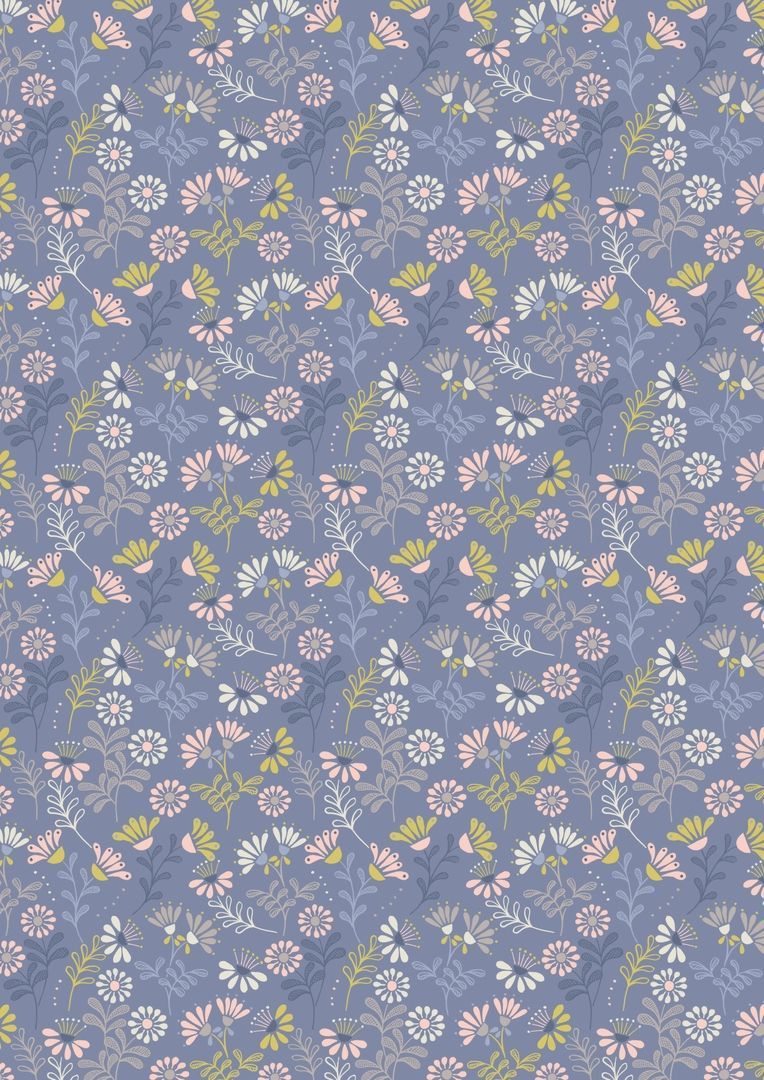 Lewis & Irene A Little Bird Told Me Cottage Flowers on Welsh Blue 10 m Ballen, 112 cm breit, 100 % Baumwolle