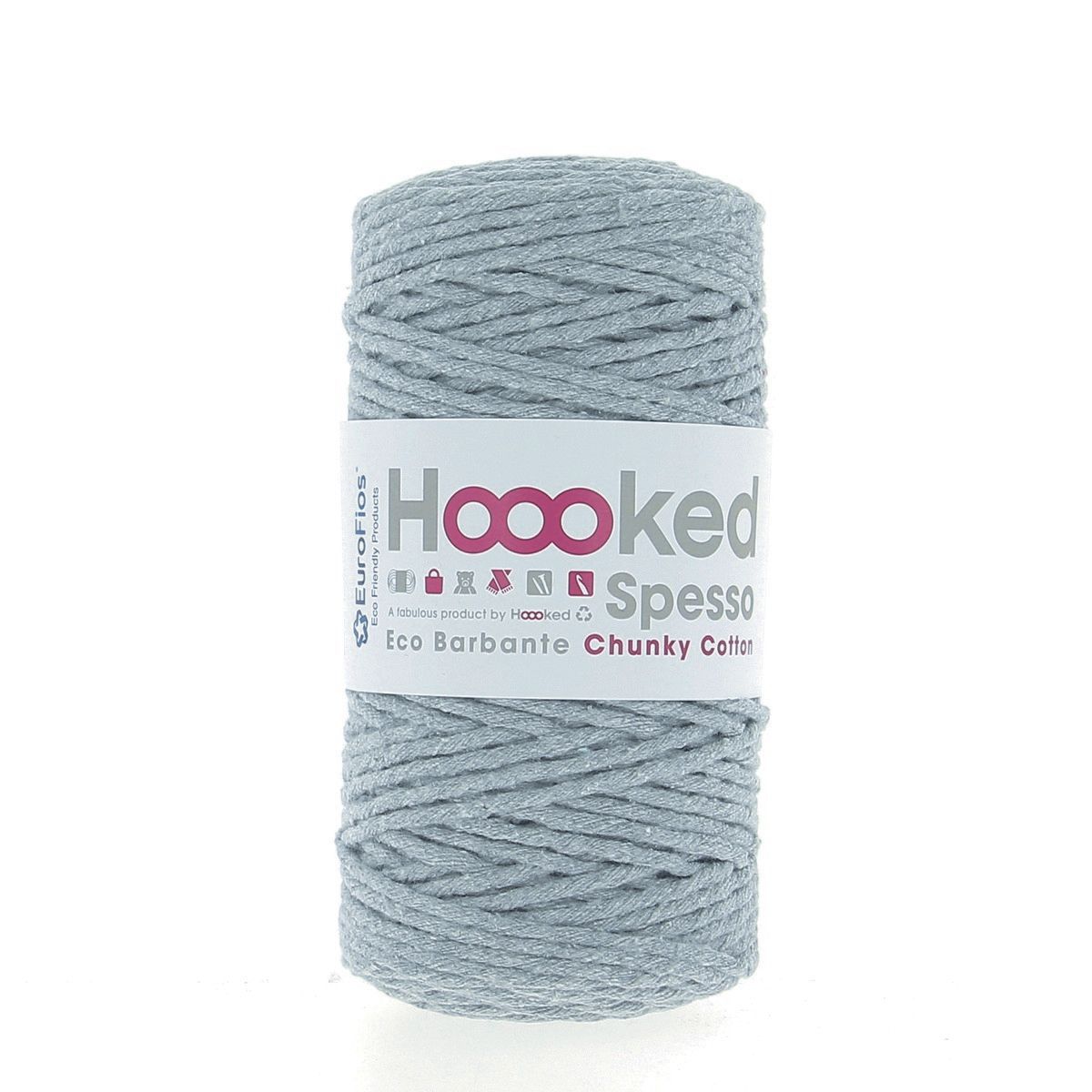 Hoooked Eco Barbante Spesso, Fb. Gris 85% Baumwolle recycelt, 15 % andere recycelte Garne