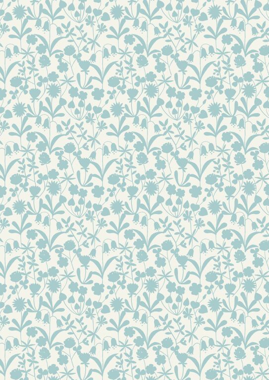 Lewis & Irene Bluebell Wood Duckegg Floral Silhouette 10 m Ballen, 112 cm breit, 100% Baumwolle