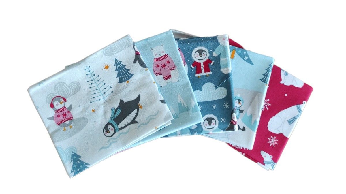 Fat Quarter Polar Pals 100% cotton, 5pcs each 18 x 22 inch(45x55cm)