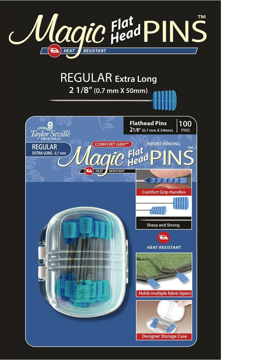 Taylor Seville Magic Pins Flat Head Regular Extra Long 100 pcs.