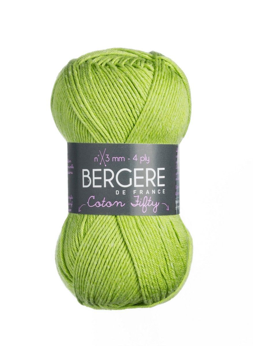 Bergere Coton Fifty 50% Cotton, 50% Polyacrylic  140m/50g,  Needles 3,0, col. Pature