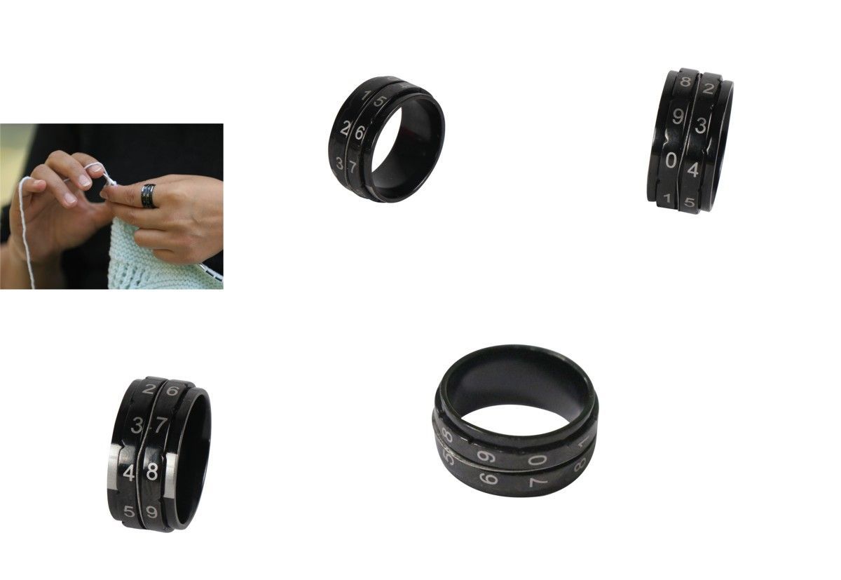 Row counter ring black hypoalleric in different sizes