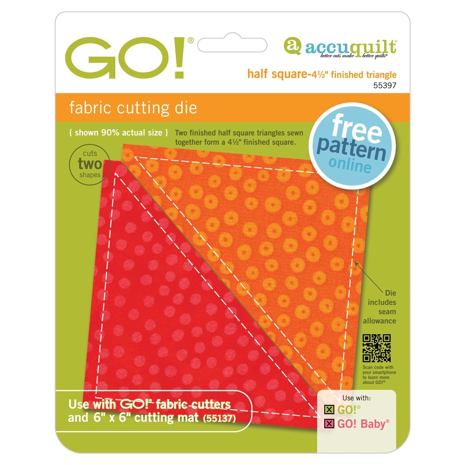Accuquilt-Accuquilt Stanzform Half Square - 4 1/2 inch_28-55397_