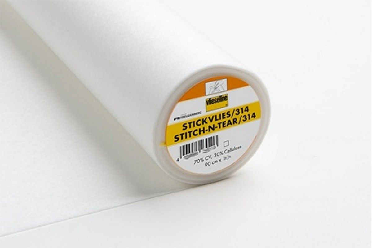 Stickvlies 314 Stitch-N-Tear, weiß, 0,9x25m 70% CV, 30% Zellstoff Stickvlies 314 Stitch-N-Tear, weiß, 0,9x25m 70% CV, 30% Zellstoff
