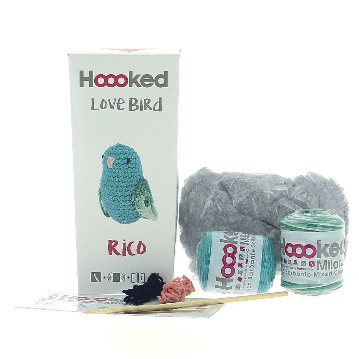 Hoooked Eco Barbante Kit, Love Bird Rico col. lagoon