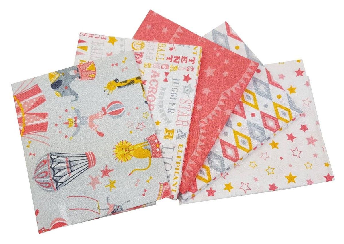 "Fat Quarter" Pack Carnival Circus coral 100% cotton, 18" x 22"