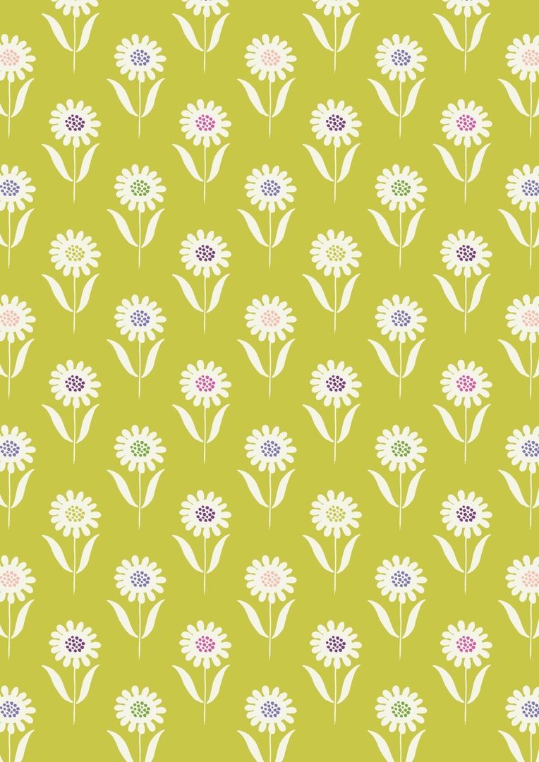 Lewis & Irene Our Friends in the Garden Daisies on Sommer Grass 10 m Ballen, 112 cm breit, 100% Baumwolle