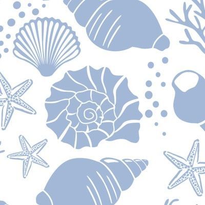 Craft Cotton Days By The Sea Shells Blue, 100% CO ca. 1,12m (44 inch) breit, 10 m Ballen
