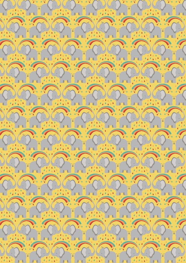 Lewis & Irene Safari Park Rainbow Splash Elephant on Yellow 10 m Ballen, 112 cm breit, 100 % Baumwolle