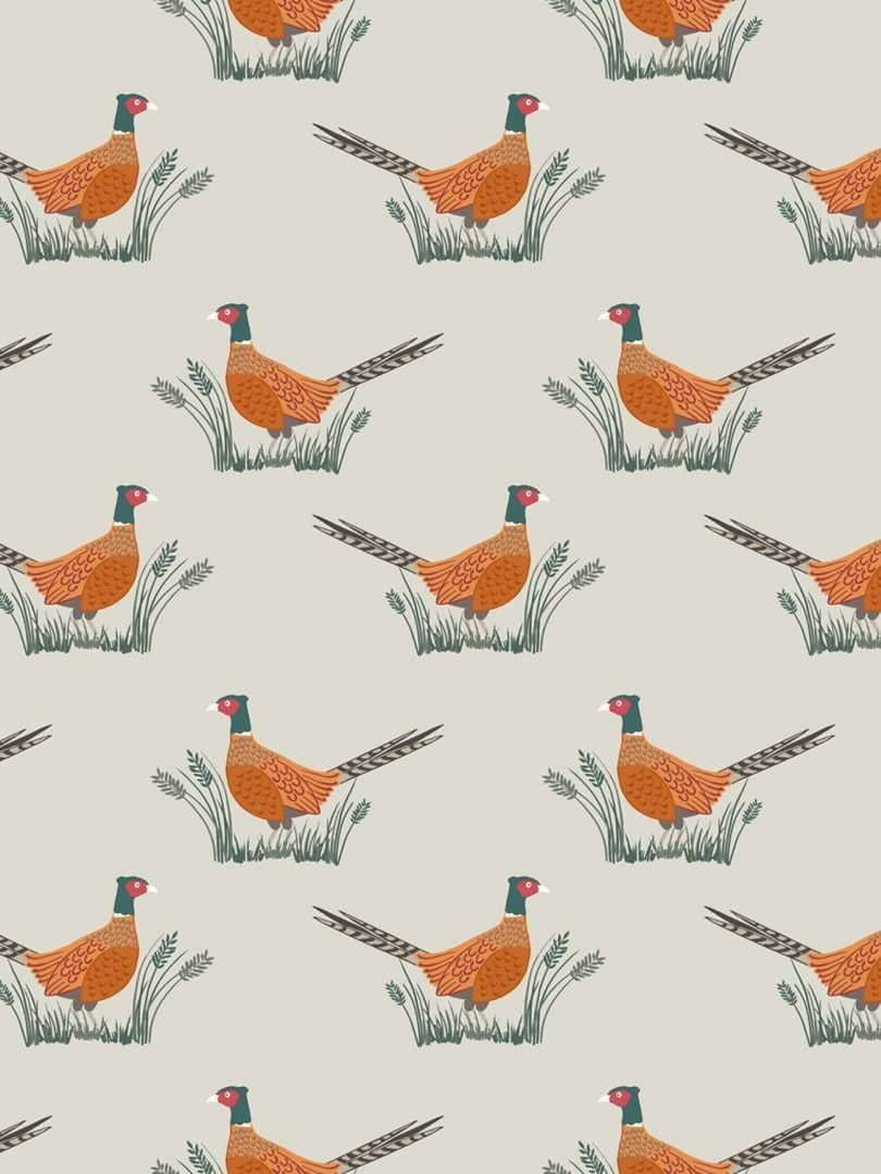 Lewis & Irene Country Life Friendly Pheasant On Natural 112 cm wide, 100 % Cotton