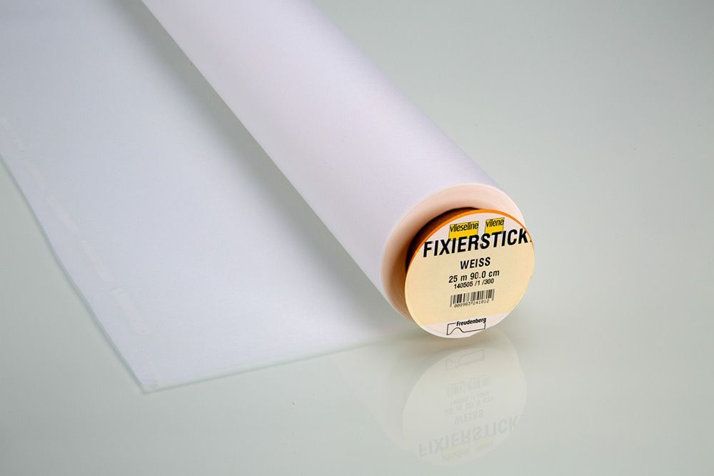 Fixier-Stickvlies weiß 0,9x25m 80% Zellstoff, 20% PES Fixier-Stickvlies weiß 0,9x25m 80% Zellstoff, 20% PES