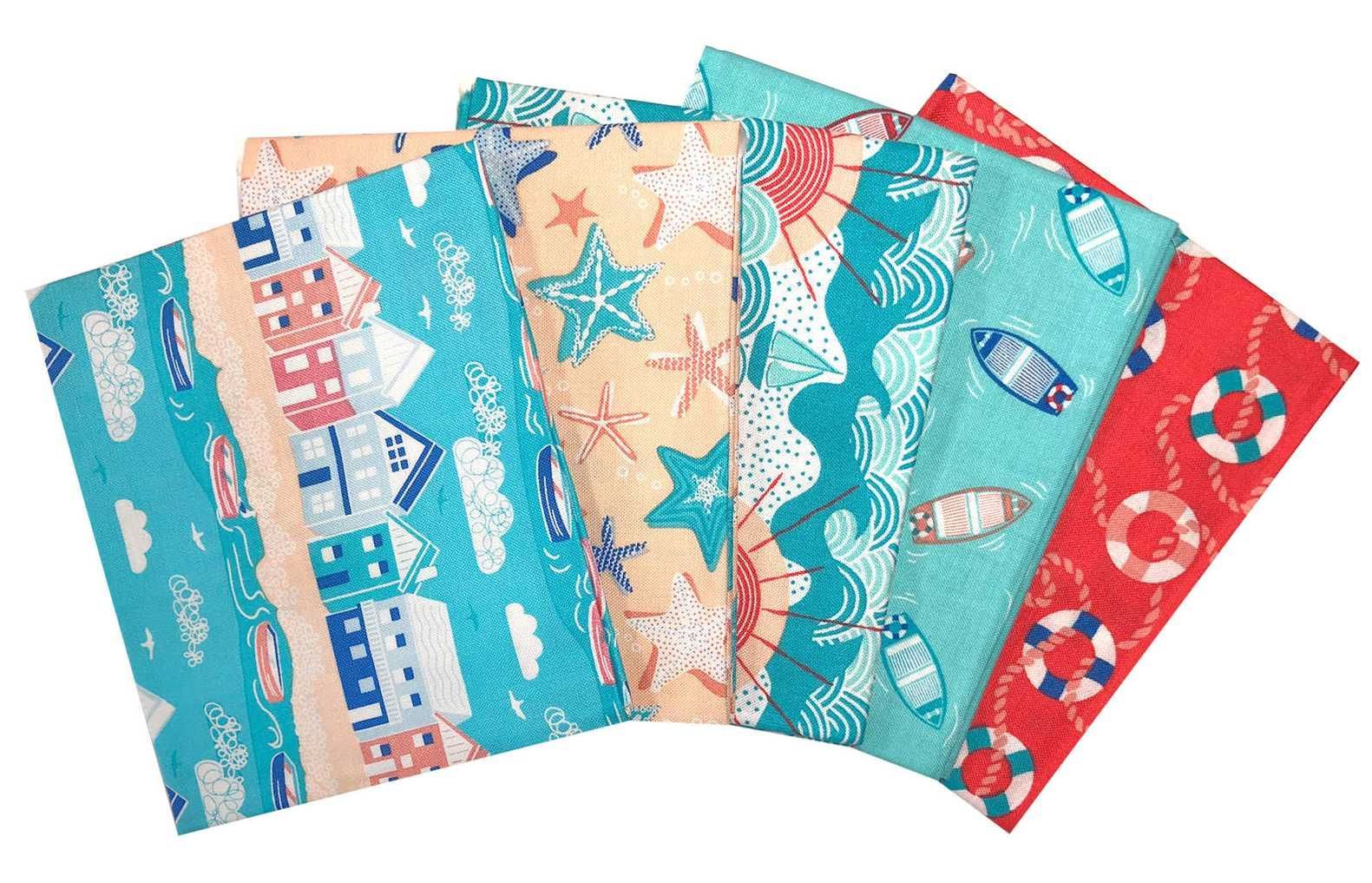 Fat Quarter Stoffpaket By the Coast 100% CO Dartmouth, 5 Stücke á  45 x 55 cm (18 x 22 inch) Fat Quarter Stoffpaket By the Coast 100% CO Dartmouth, 5 Stücke á  45 x 55 cm (18 x 22 inch)