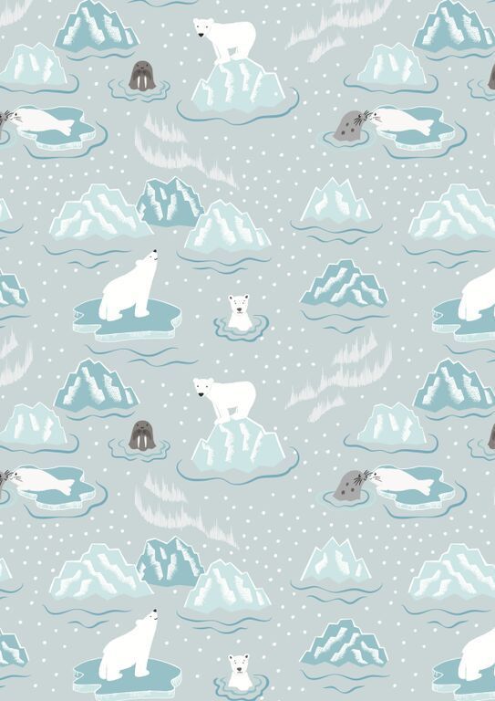 Lewis & Irene Northern Lights Walrus & Friends On Icy Blue 112 cm wide, 100% Cotton Lewis & Irene Northern Lights Walrus & Friends On Icy Blue 112 cm wide, 100% Cotton