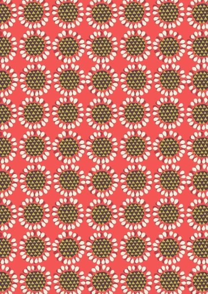 Lewis & Irene New Forest Red Retro Flower 10 m Ballen, 112 cm breit, 100 % Baumwolle