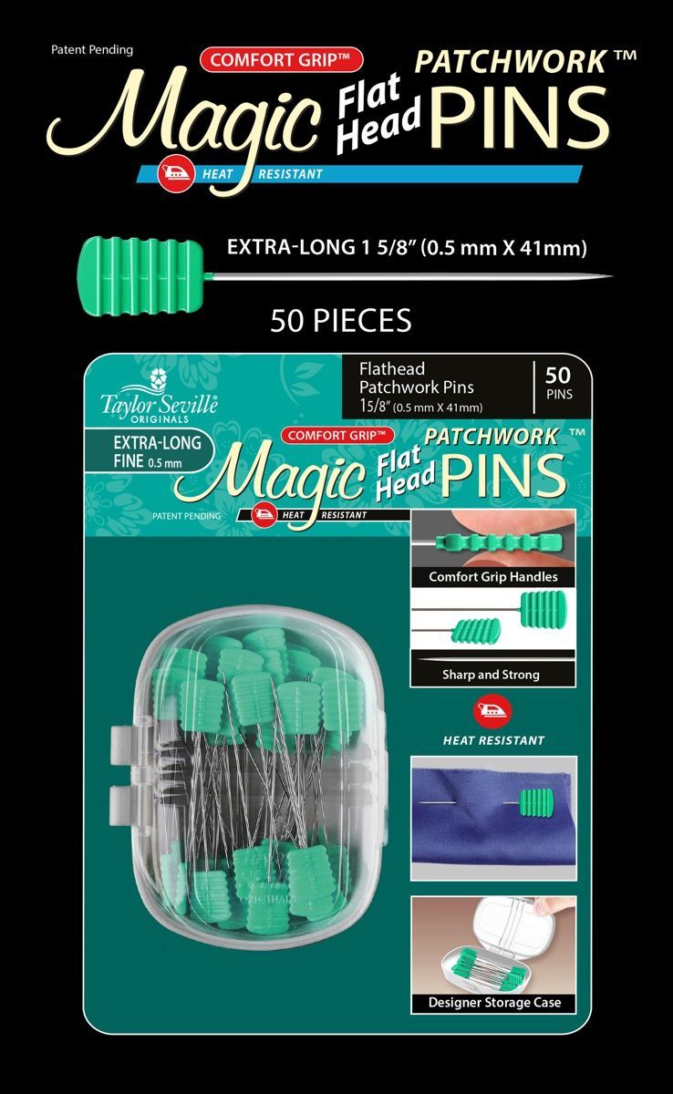 Taylor Seville-Taylor Seville Magic Pins Flat Head Patchwork EXTRALONG_58-45_