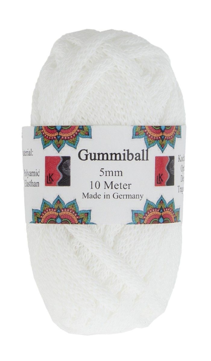 Gummiball 10m/Knäuel, Fb. 01 weiss 71% Polyamid, 29% Elastan
