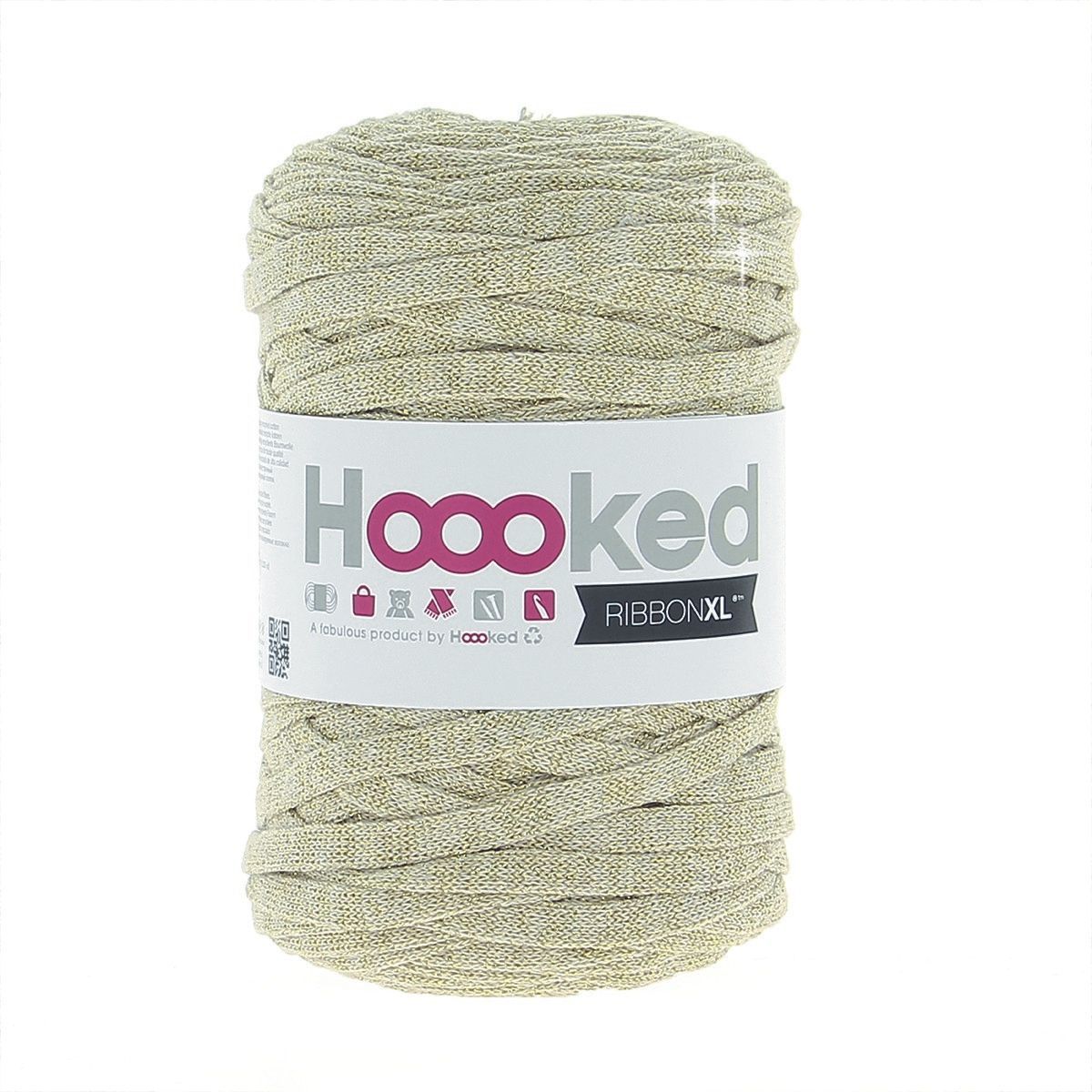 Hoooked RibbonXL Lurex col.. Golden Dust 80% recyceled Yarn, 20% Lurex Hoooked RibbonXL Lurex col.. Golden Dust 80% recyceled Yarn, 20% Lurex